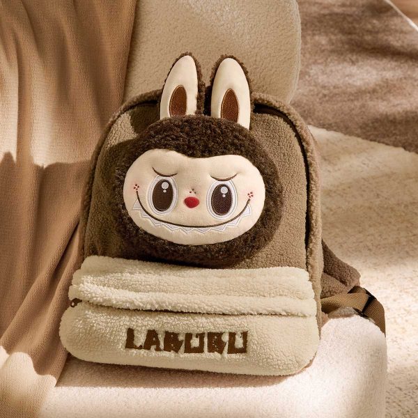 Classic Bag Series-LABUBU Berber Fleece Backpack (Brown) - Image 2