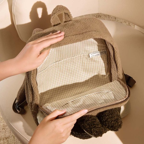 Classic Bag Series-LABUBU Berber Fleece Backpack (Brown) - Image 3