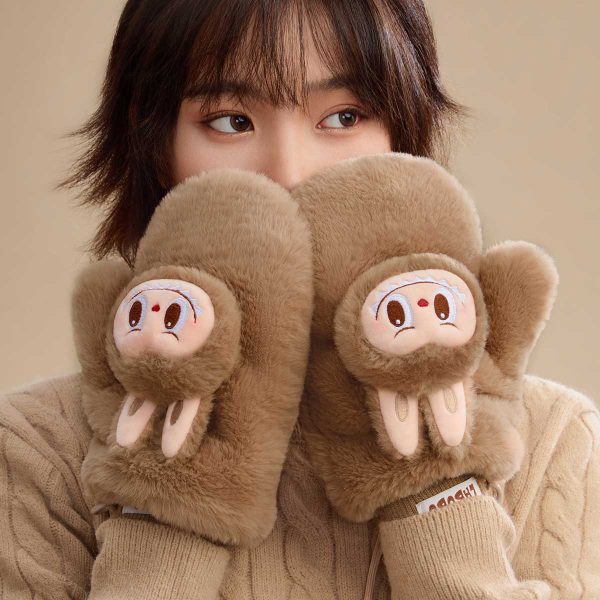Warm Fluffy Holiday Series- LABUBU Plush Gloves - Image 2